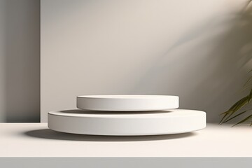 Minimal White Podium For Cosmetic Product Presentation