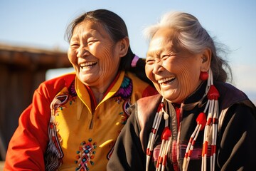 Joyful Laughter Shines Through Mature Indigenous Women