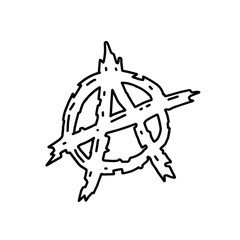 Anarchy. Letter A in the circle. Symbol of chaos and rebellion brush icon.