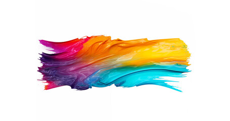 rainbow brush stroke isolated on white background. Colorful oil paint brush stroke. Generative AI