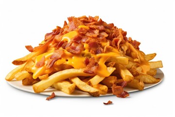 Background Of Cheddar And Bacon Fries And Chips - obrazy, fototapety, plakaty