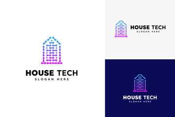Vector modern house tech logo design, house logo, technology logo design template