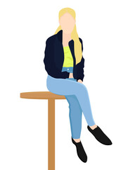 Blonde gigl in jeans and jacket