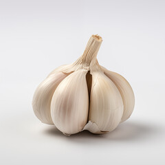 One garlic isolated on white background. Generative AI