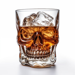 a glass of whiskey highlighted on a white background. Generative AI