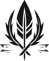 Minimalist Feathered Arrow Design: Stylized Archery Vector Icon, Modern Fletching Illustration, Creative Emblem Artwork