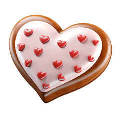 Heart-shaped cookies with icing,valentine's day, Valentine snack ,isolated on white and transparent background