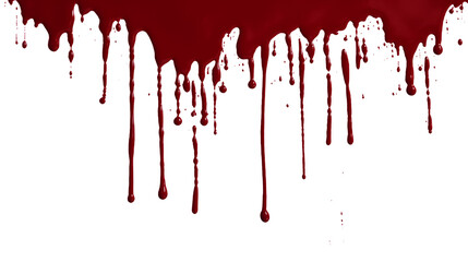 Bloody stains. Smudges and splashes of red liquid on a white background. Red ink splatters and drips. - obrazy, fototapety, plakaty