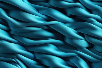  a close up of a blue fabric with wavy lines in the center of the fabric, as well as a pattern of wavy lines in the center of the fabric.