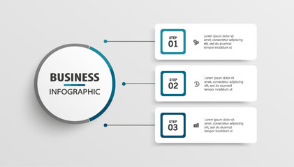 Modern business infographic template with 3 options or steps. Can be used for workflow layout, diagram, annual report, web design	