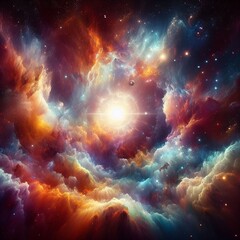 Cores envolventes das nebulosas como sua paleta e crie obras de arte visuais que retratem a majestade e o mistério dos fenômenos cósmicos.  - obrazy, fototapety, plakaty