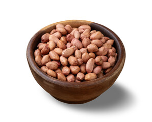 Raw peanuts in a bowl isolated over white background