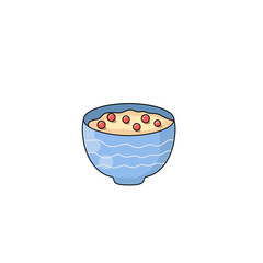 bowl of oatmeal illustration on white background - 695449963