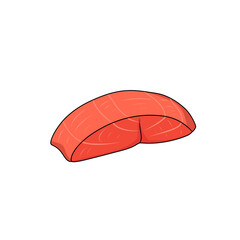 salmon fillet illustration on white background - 695450148
