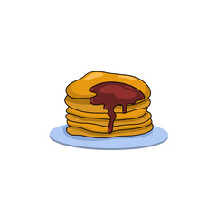 chocolate pancake illustration on white background - 695450958