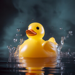 A rubber duck in water