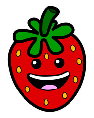 red strawberry fruit emoticon face