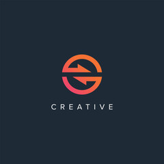 Abstract arrow logo with S letter vector template.