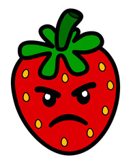 red strawberry fruit emoticon face