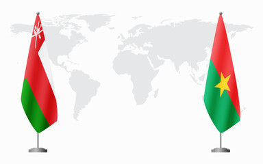 Oman and Burkina Faso flags for official meeting - obrazy, fototapety, plakaty