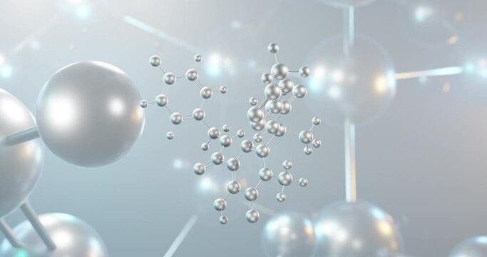 Raltegravir rotating 3d molecule, molecular structure of hiv integrase inhibitors, seamless video