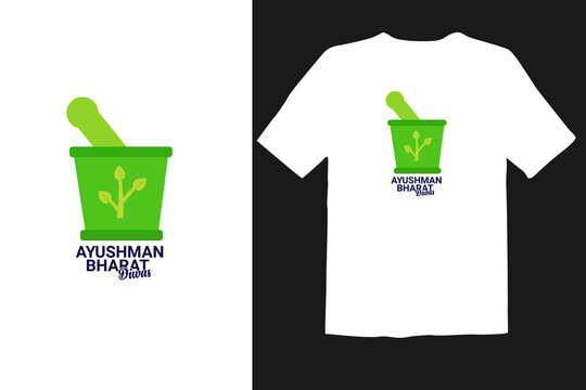 Vector illustration for Ayushman Bharat Diwas means blessed India day t shirt design
