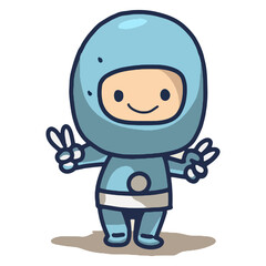 Cute Cartoon space set of astronaut isolated on a  background