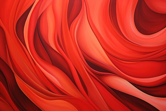  a close up of a painting of red and orange swirls on a black background with a white background and a black background with a red and white stripe at the bottom right side of the image.