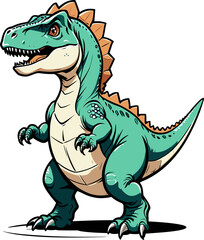 Naklejka premium Cartoon style dinosuar on transparent background
