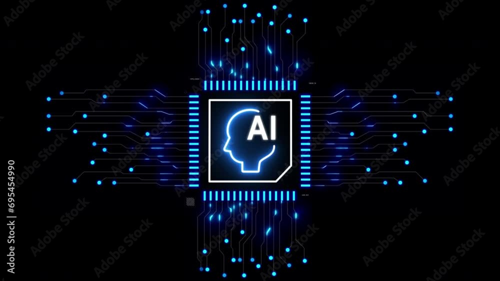 Poster ai artificial futuristic technology concept. hud head up display interface with basic geometry and l