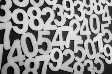 Background or texture of numbers. Finance data concept. Mathematic. Banking or currency. Business...