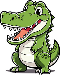 Naklejka premium Cartoon style crocodile on transparent background.