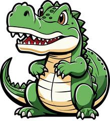 Naklejka premium Cartoon style crocodile on transparent background.