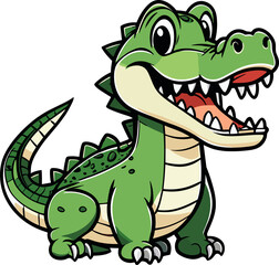 Fototapeta premium Cartoon style crocodile on transparent background.