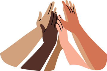 Diverse Hands Reaching for Unity and success celebration