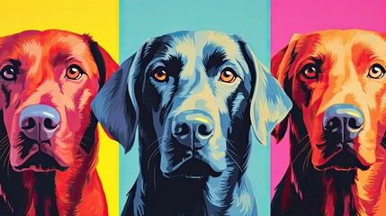 Golden retriever dog close-up in abstract mixed grunge colors, digital painting in minimalist graphics style. Generative AI