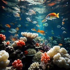 Fototapeta na wymiar Tropical fish and coral reef in the Red Sea. Egypt