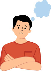 illustration of a young man thinking pose