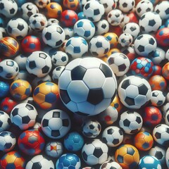 Many soccer balls, background, European Football Championship.
