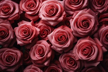 Red roses flower close-up banner for valentine's day