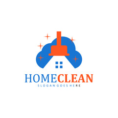 home clear logo template  combination house and cleaning. house cleaning illustration design.