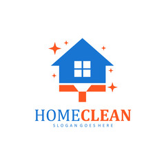 home clear logo template  combination house and cleaning. house cleaning illustration design.