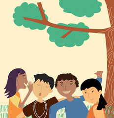 Group of happy young children