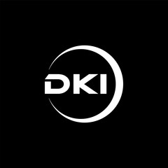 DKI letter logo design with black background in illustrator, cube logo, vector logo, modern alphabet font overlap style. calligraphy designs for logo, Poster, Invitation, etc.