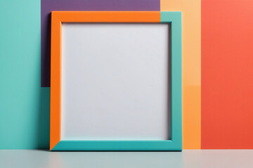 Blank frame, over wall background with shadows minimal concept - Mockup