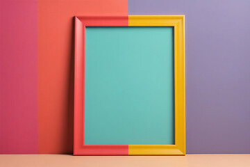 Blank frame, over wall background with shadows minimal concept - Mockup