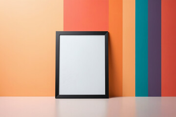 Blank frame, over wall background with shadows minimal concept - Mockup