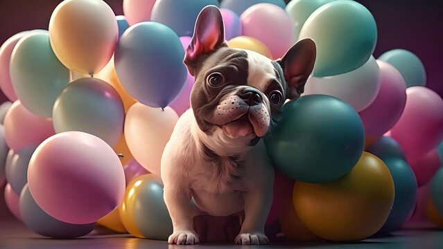 Cute dog celebrates birthday. Created with Generative AI
