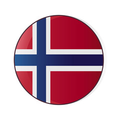Norway flag Icon. Norway flag in circle shape isolated. Symbol of Norway, template for banner, card, advertising, magazine, vector