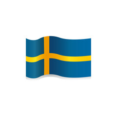 Sweden flag colors flat icon, vector sign, waving flag of Sweden. The flag of Sweden. Yellow cross on blue. Waving the flag of Sweden. Illustration. The Sweden flag waving with the wind. 